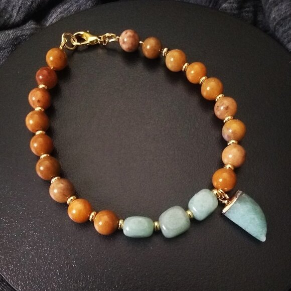 Yellow & Green Aventurine Bracelet - Big Boned/XL Wrist - Anklet - Prosperity - Picture 2 of 9